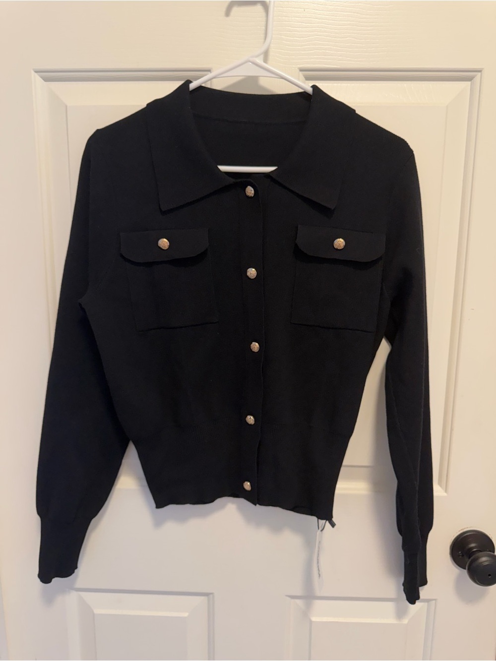 Commense Black Cardigan with Decorative Buttons Size Small